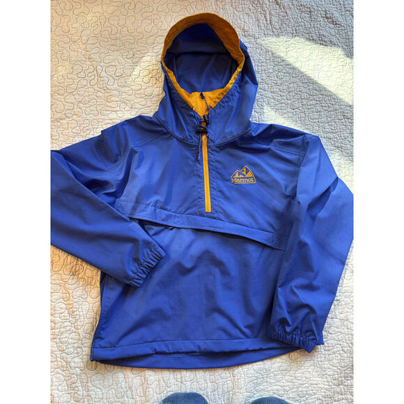 Marmot Blue and Yellow Windbreaker Jacket with Hood Women's Size Small - Picture 1 of 9